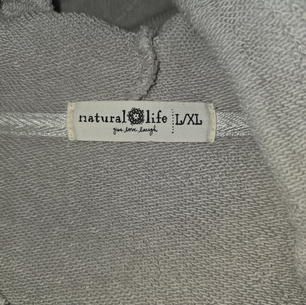 NATURAL LIFE Grey Oversized Long Sleeve Hoodie V Neck L/XL - Picture 3 of 11